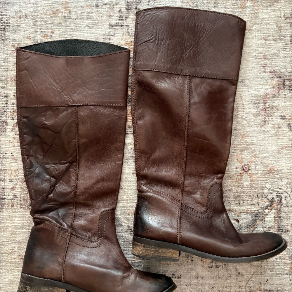 Brown Leather Knee-High Boots